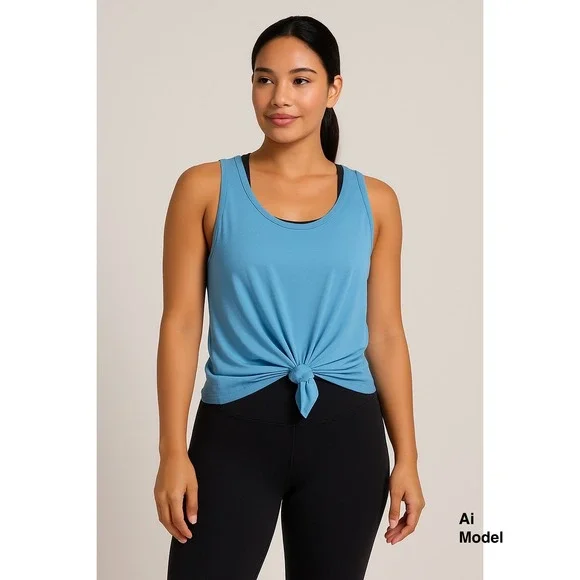 ALO YOGA Blue Racerback Basic Tank Top Athletic Workout Womens 3XL Athleisure - Picture 1 of 8